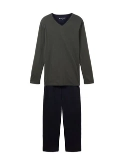 TOM TAILOR Pyjama Zweifarbiger Pyjama navy/grn