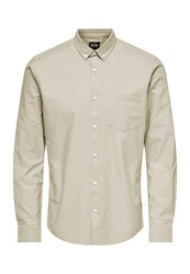ONLY & SONS Langarmhemd Hemd Slim Fit Langarm Oxford Hemd ONSAlvaro (7802) Beige