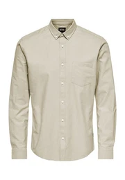 Langarmhemd Hemd Slim Fit Langarm Oxford Hemd 7802 in Beige