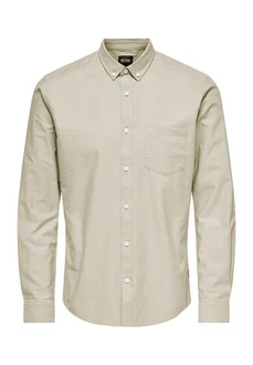 ONLY & SONS Langarmhemd Hemd Slim Fit Langarm Oxford Hemd ONSAlvaro (7802) Beige