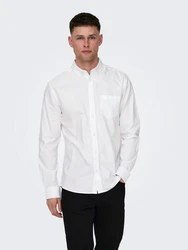ONLY & SONS Langarmhemd Hemd Slim Fit Langarm Oxford Hemd ONSAlvaro (7802) Wei-3