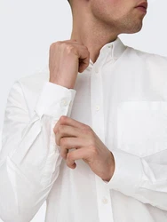 ONLY & SONS Langarmhemd Hemd Slim Fit Langarm Oxford Hemd ONSAlvaro (7802) Wei-3