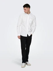 ONLY & SONS Langarmhemd Hemd Slim Fit Langarm Oxford Hemd ONSAlvaro (7802) Wei-3