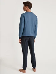 CALIDA Pyjama Relax Essentials Herren blau/dunkelblau