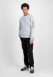 Alpha Industries Sweatshirt Alpha Label Sweater für Herren Grau/Hellgrau/Silber/Rot