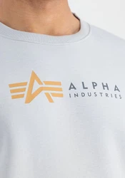 Alpha Industries Sweatshirt Alpha Label Sweater für Herren Grau/Hellgrau/Silber/Rot
