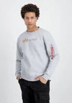Alpha Industries Sweatshirt Alpha Label Sweater für Herren Grau/Hellgrau/Silber/Rot