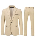 Allthemen Anzug Herrenanzug Slim Fit Hochzeitanzug für Männer Beige/Khaki