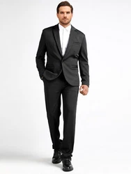 Allthemen Anzug Herrenanzug Slim Fit Hochzeitanzug für Männer Schwarz/Dunkelgrau