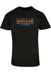 ABSOLUTE CULT Herren Stranger Things Rainbow Dot Logo T-Shirt Schwarz/Mischfarben/Silber/Braun