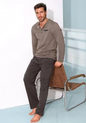 AUTHENTIC LE JOGGER Pyjama Schlafanzug Herren Grau/Khaki/Beige/Braun