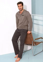 AUTHENTIC LE JOGGER Pyjama Schlafanzug Herren Grau/Khaki/Beige/Braun