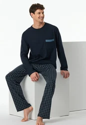 Schiesser Pyjama Comfort Nightwear Dunkelblau/Blau/Grau