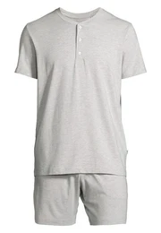 Pyjama Loungewear (Set, 2 tlg) Schlafanzug - Atmungsaktiv - Set aus Kurzarm-Shirt und kurzer Hose