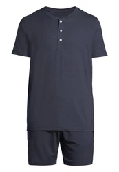 seidensticker Pyjama Loungewear Set Dunkelblau/Blau/Grau