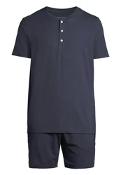 seidensticker Pyjama Loungewear Set Dunkelblau/Blau/Grau