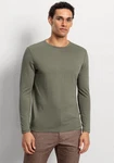 OLYMP Langarmshirt Casual Dunkelgrün/Khaki