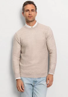 OLYMP Rundhalspullover Strick Casual Beige/Khaki/Braun
