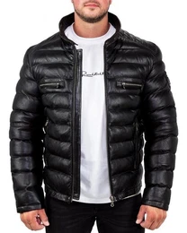 Bomberjacke Herren Bomber Echtleder Jacke RS016 Black L