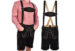 Trachtify Trachtenlederhose Herren Antik Deluxe Schwarz/Dunkelblau