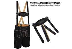Trachtify Trachtenlederhose Herren Antik Deluxe Schwarz/Dunkelblau