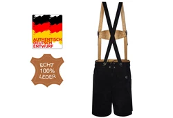 Trachtify Trachtenlederhose Herren Antik Deluxe Schwarz/Dunkelblau