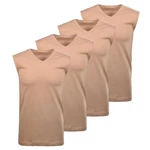 RAGMAN Unterhemd Herren 4er Pack Rosa/Beige/Gold/Khaki/Orange/Lila