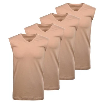 RAGMAN Unterhemd Herren 4er Pack Rosa/Beige/Gold/Khaki/Orange/Lila