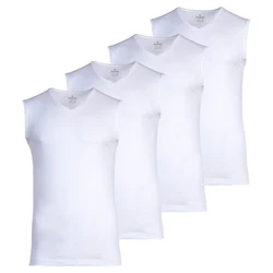 RAGMAN Unterhemd Herren 4er Pack Weiß/Dunkelblau/Creme