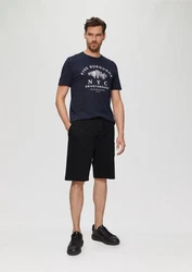 s.Oliver Bermudas Lässige Sweatshorts Cargotasche Schwarz/Dunkelblau