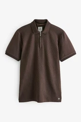 Next Poloshirt Strukturiertes Polo-Shirt Dunkelbraun/Braun/Khaki/Beige