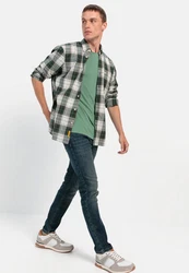 camel active Langarmhemd Button-Down-Kragen Dunkelgrün/Blau/Grün