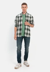 camel active Langarmhemd Button-Down-Kragen Dunkelgrün/Blau/Grün