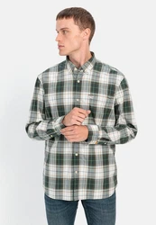 camel active Langarmhemd Button-Down-Kragen Dunkelgrün/Blau/Grün