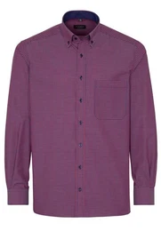 Klassische Bluse COMFORT FIT Langarm Hemd kariert rot-blau popeline 8917-58-E144