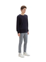TOM TAILOR Denim Chinohose Strukturierte mit Gürtel Hellgrau/Grau/Dunkelgrau