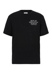 Replay T-Shirt mit Logodruck Schwarz/Rot/Blau/Dunkelblau