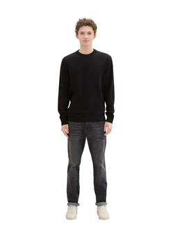 TOM TAILOR DENIM Pullover Schwarz/Grau/Dunkelgrau/Weiß