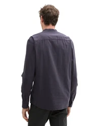 TOM TAILOR DENIM Hemd Langarmhemd Dunkelblau/Grau