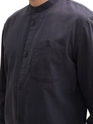 TOM TAILOR DENIM Hemd Langarmhemd Dunkelblau/Grau