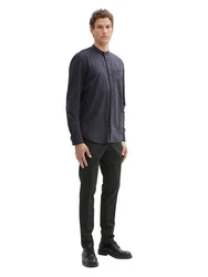 TOM TAILOR DENIM Hemd Langarmhemd Dunkelblau/Grau