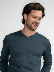 Petrol Industries Pullover 'Atka' Men Knitwear V-Ausschnitt Basic Dunkelblau/Grau/Blau/Dunkelgrau