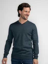 Petrol Industries Pullover 'Atka' Men Knitwear V-Ausschnitt Basic Dunkelblau/Grau/Blau/Dunkelgrau