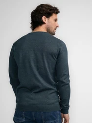 Petrol Industries Pullover 'Atka' Men Knitwear V-Ausschnitt Basic Dunkelblau/Grau/Blau/Dunkelgrau