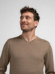 Petrol Industries Pullover 'Atka' Men Knitwear V-Ausschnitt Basic cappuccino