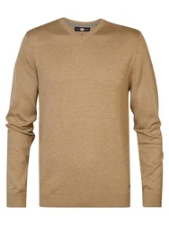 Petrol Industries Pullover 'Atka' Men Knitwear V-Ausschnitt Basic cappuccino
