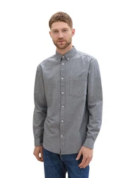 TOM TAILOR Langarmhemd T-Shirt Grau/Hellgrau/Hellblau