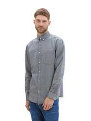 TOM TAILOR Langarmhemd T-Shirt Grau/Hellgrau/Hellblau