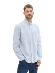 TOM TAILOR Langarmhemd T-Shirt Hellblau/Grau/Blau