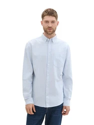 TOM TAILOR Langarmhemd T-Shirt Hellblau/Grau/Blau